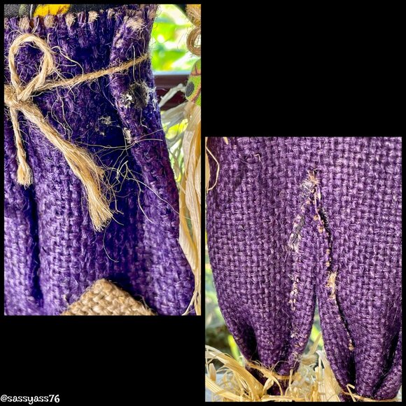 ▪️VTG▪️Three HANDCRAFTED 18.5" & 12.5" Straw Textile & Wood SCARECROW Figures - Picture 14 of 15